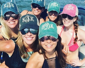 Monogrammed Distressed Trucker Hat: Embroidered Baseball Cap