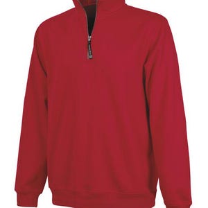 Personalized Horse Quarter Zip Adult Size Sweatshirt: Embroidered Equestrian Apparel Gift Red