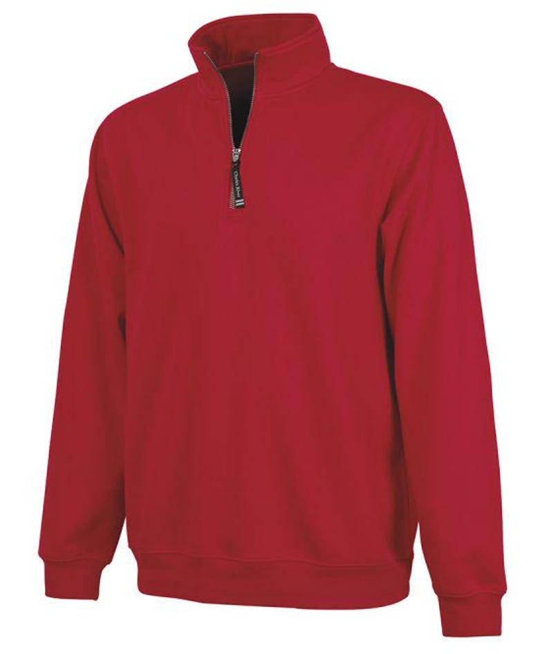 Personalized Horse Quarter Zip Adult Size Sweatshirt: Embroidered Equestrian Apparel Gift Red