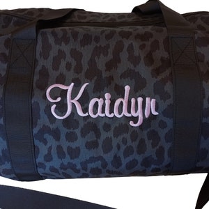 Black cheetah Print Gym Duffel with monogram,tone on tone Leopard Cheetah print gym bag