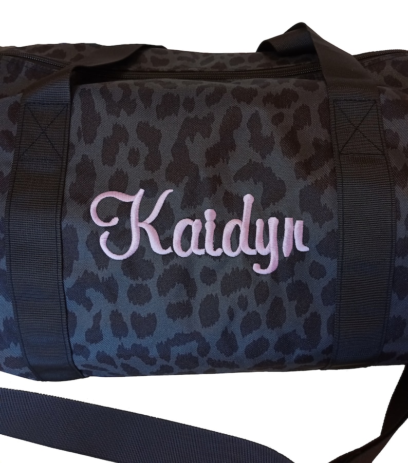 Black cheetah Print Gym Duffel with monogram,tone on tone Leopard Cheetah print gym bag