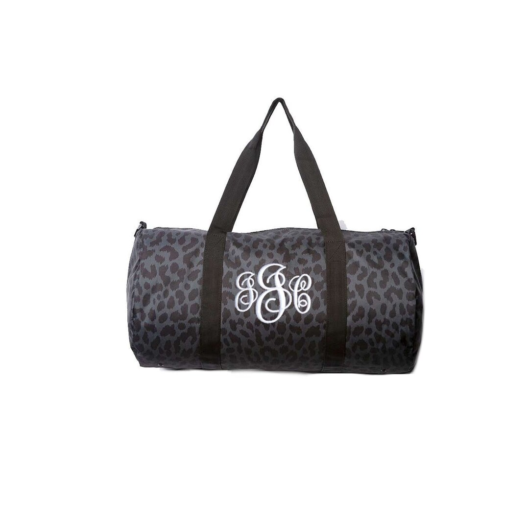 Black Leopard Print Gym Bag, Brown Cheetah Print Duffel Bag With