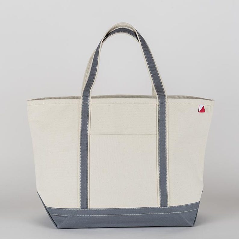 Personalized Embroidered Canvas Tote Bag: Zipper Top Bridal Party Gift Gray