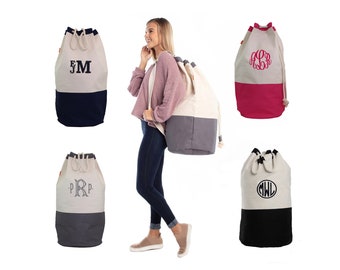 Dorm Room Laundry Bag, Personalized Monogram Laundry Bag, Navy Laundry Bag, Pink Laundry Bag, Grad Gift,  College Laundry Bag