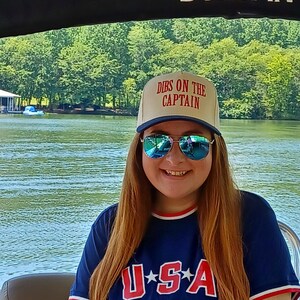 Dibs On The Captain Hat, Boating hat, Two tone hat with large embroidery