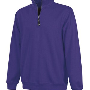 Personalized Horse Quarter Zip Adult Size Sweatshirt: Embroidered Equestrian Apparel Gift Purple
