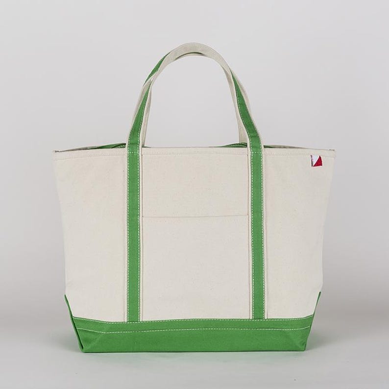 Personalized Embroidered Canvas Tote Bag: Zipper Top Bridal Party Gift Light Green