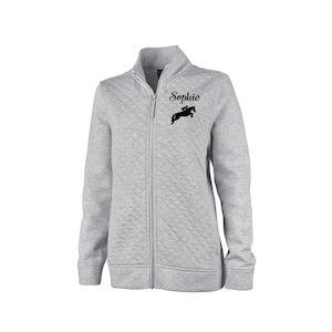 Personalized Quilted Equestrian Barn Jacket: Embroidered Horse Design