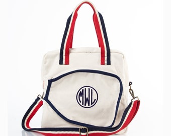 Personalized Pickleball Bag: Monogrammed Canvas Tote with Adjustable Strap