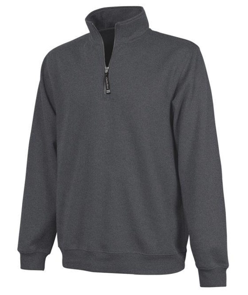 Personalized Horse Quarter Zip Adult Size Sweatshirt: Embroidered Equestrian Apparel Gift Dark Char. Heather