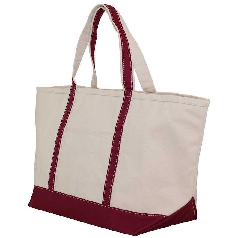 Maroon Tote Bag With Zipper Monogrammed Tote Bag Large Boat Etsy