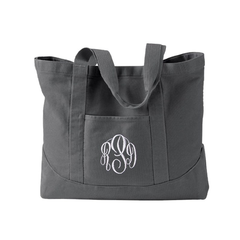 Monogrammed Tote Bag, Personalized Canvas Tote Bag, Monogram Canvas Tote available in 5 colors Bild 1