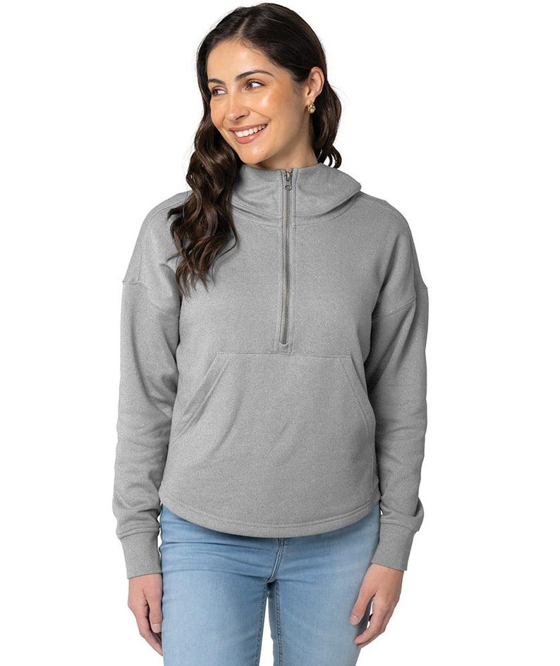 Monogrammed Half-Zip Funnel Neck Sweatshirt: Embroidered Ladies Pullover Hoodie image 15