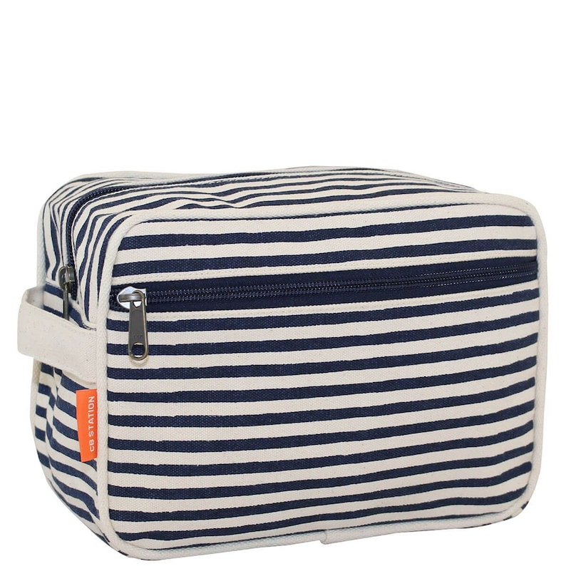 Navy Striped Toiletry Case Toiletry Bag With Monogram Etsy