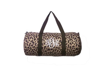 Black Leopard Print Gym Bag Brown Cheetah Print Duffel Bag With