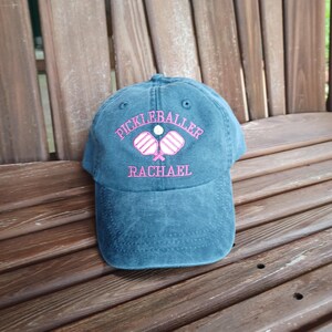 Embroidered Pickleball Hat: Personalized Cotton Twill Dad Cap Pickleball Social Club Navy Pigment Dyed
