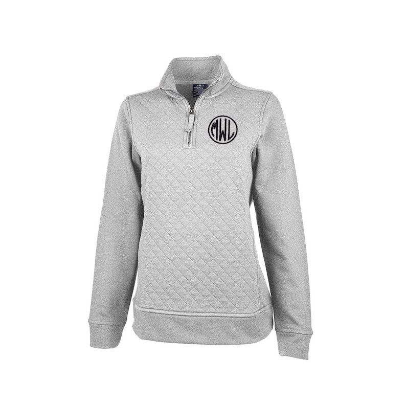 Quilted Sweatshirt with Embroidered Monogram, quilted quarter zip monogrammed, quilted pullover monogram