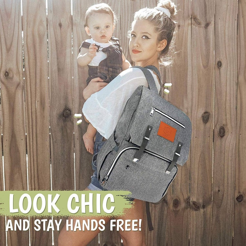 gray diaper bag backpack, diaper bag backpack with name, personalized diaper bag