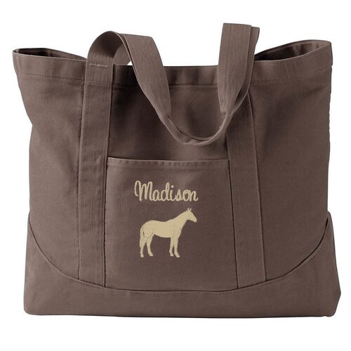 Horse Lover Tote Bag - Canvas Reusable Shopping Bag With Trot On This Bag Is Mine Print