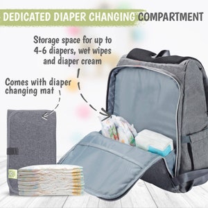 gray diaper bag backpack, diaper bag backpack with name, personalized diaper bag