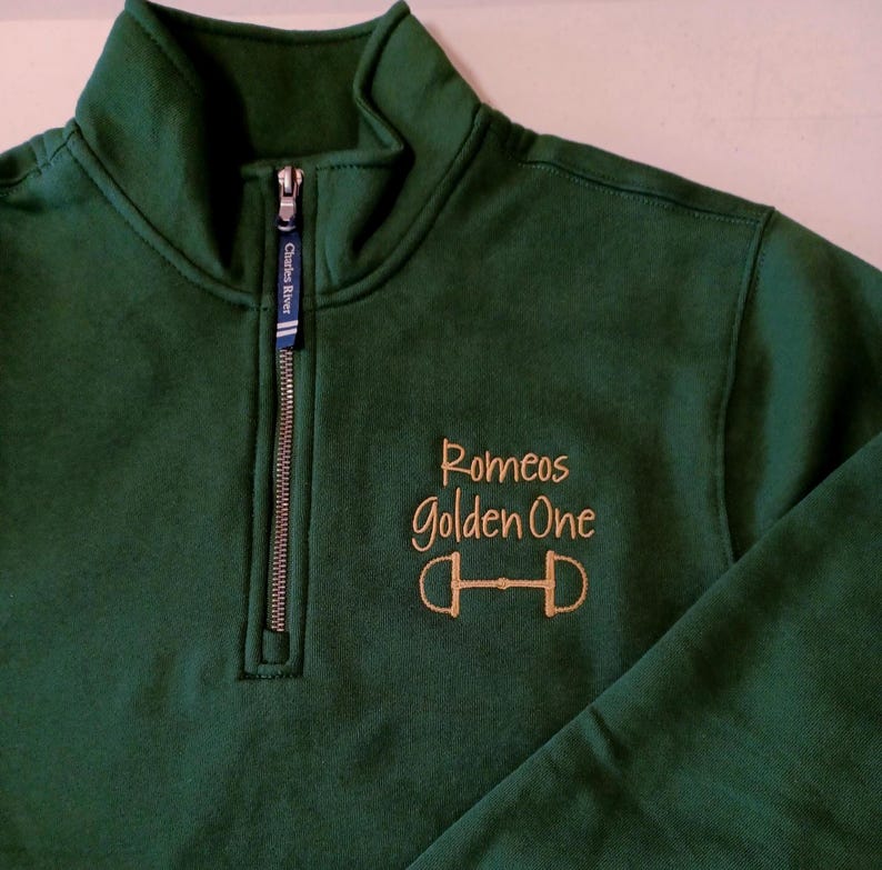 Personalized Horse Quarter Zip Adult Size Sweatshirt: Embroidered Equestrian Apparel Gift zdjęcie 12