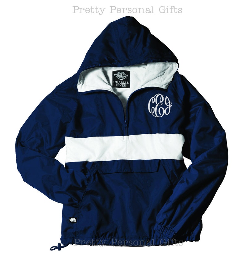 Team Color Jacket, Spirit Wear Jacket, School Jacket, Charles River Apparel Classic Pullover with monogram, coach jacket