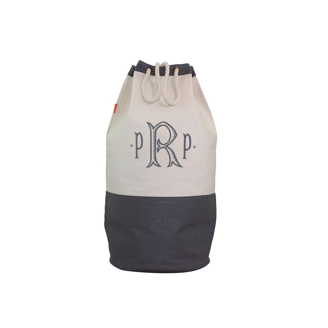 Gray Dorm Laundry Bag Personalized Monogram Laundry Bag Navy Etsy