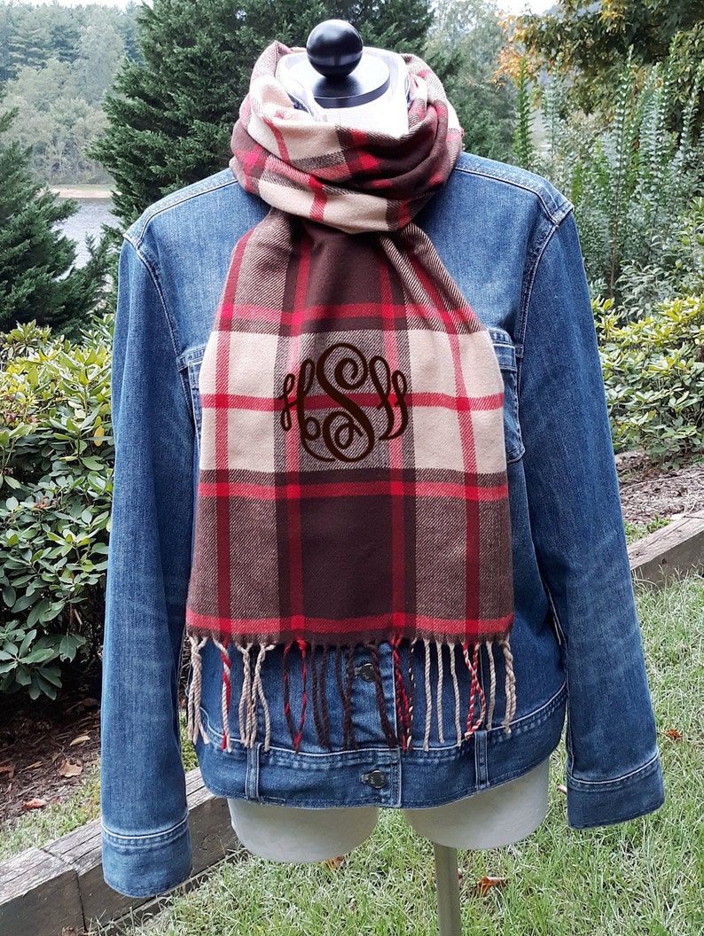 Monogrammed Scarves Personalized Scarf Monogram Scarf Etsy