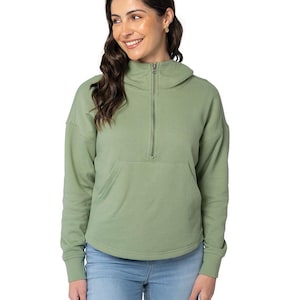 Monogrammed Half-Zip Funnel Neck Sweatshirt: Embroidered Ladies Pullover Hoodie image 10