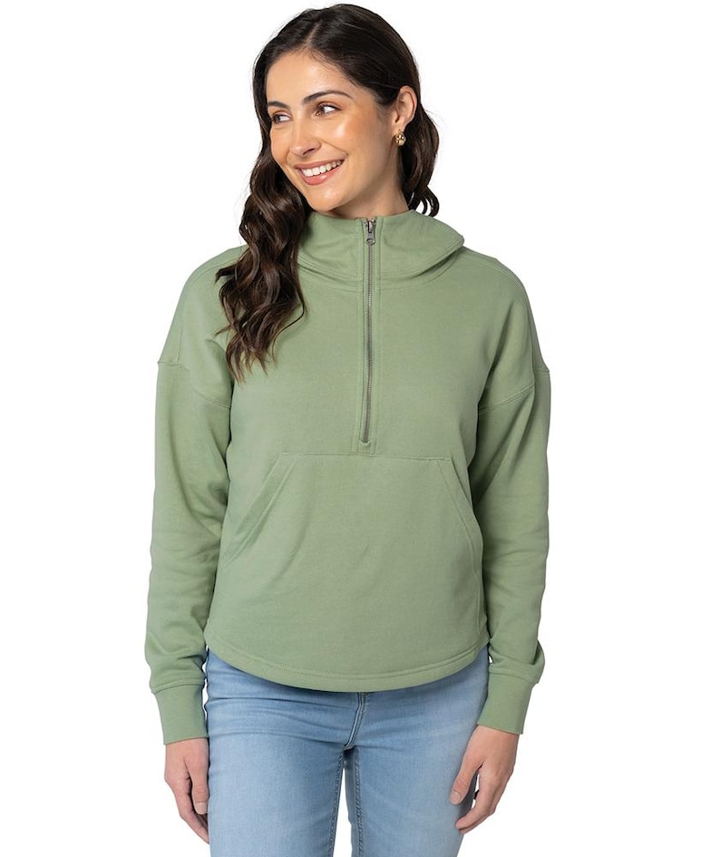 Monogrammed Half-Zip Funnel Neck Sweatshirt: Embroidered Ladies Pullover Hoodie image 10