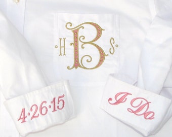 Personalized Bride Wedding Shirt, Monogrammed Button Down Bridal Party Shirt