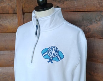 Personalized Pickleball Quarter Zip Sweatshirt: Charles River Crosswind Embroidered Pullover Sweatshirt