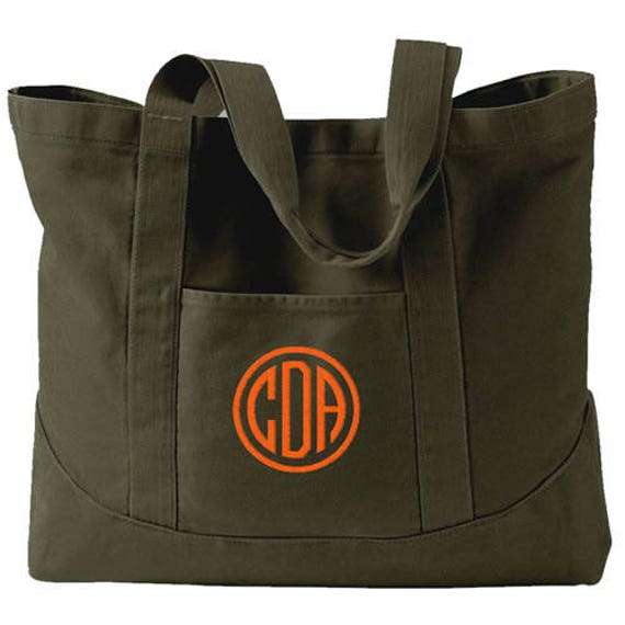 Monogrammed canvas cheap tote bags