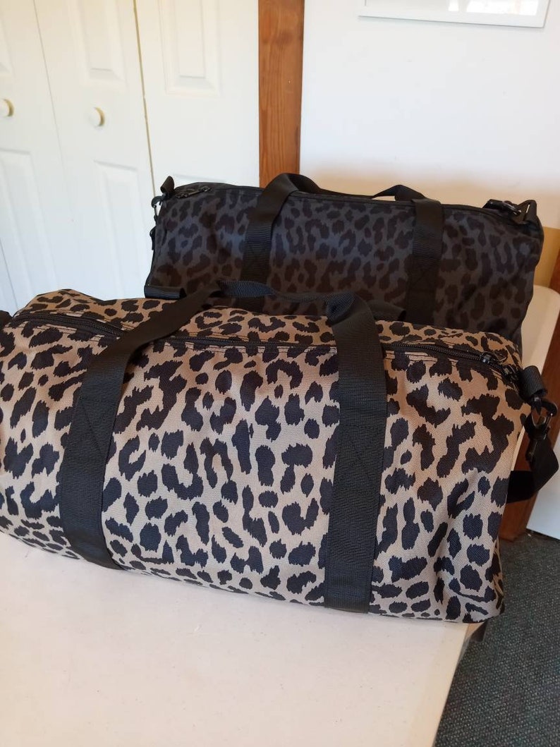brown cheetah gym duffel bag
