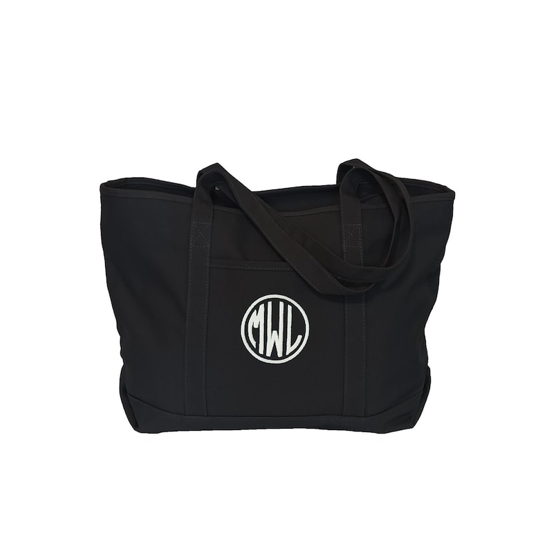 Gray Tote Bag, Zipper Top Monogrammed Canvas Tote Bag