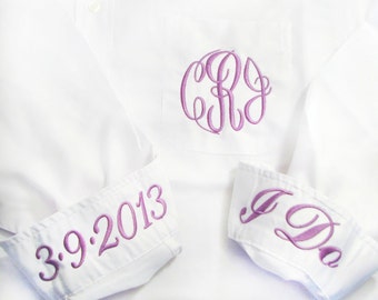 Personalized Bride Wedding Shirt - Monogrammed Button Down Bridal Party Shirt