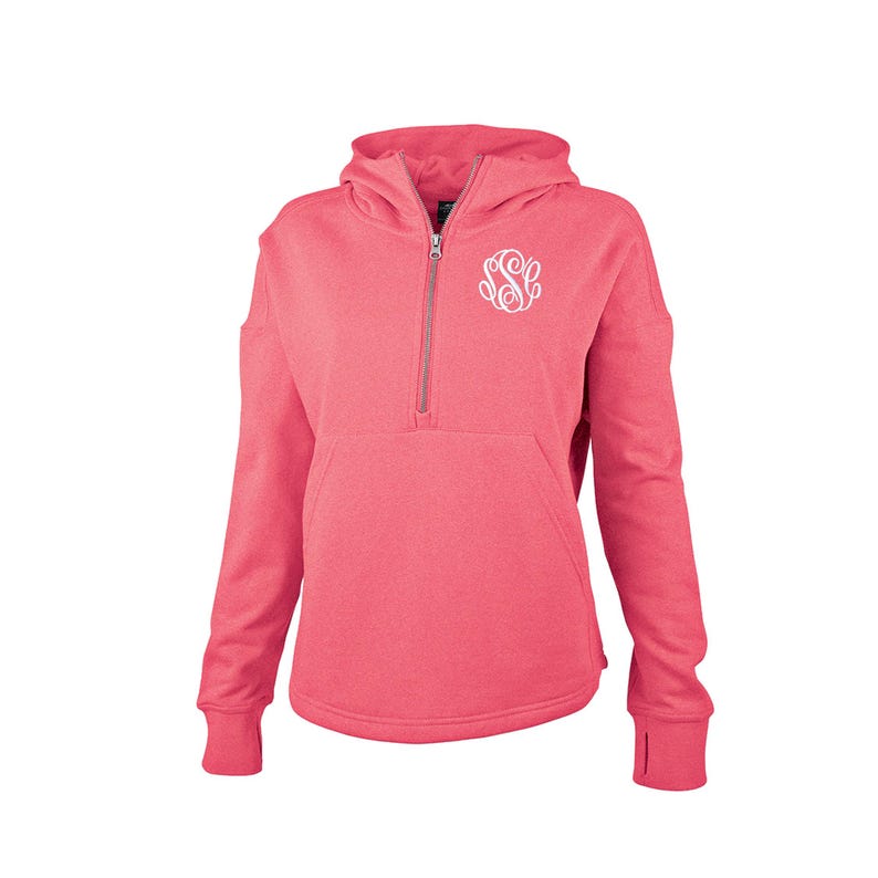 Personalized Half Zip Funnel Neck Hoodie Sweatshirt with monogram, personalized half  zip hoodie, sweatshirt with thumb holes in cuffs