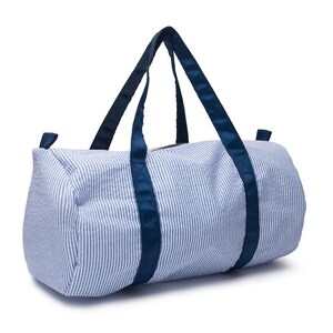 Navy Seersucker Duffel Bag