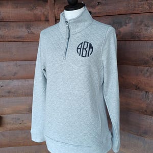 Quilted Quarter Zip Sweatshirt Monogrammed: Charles River Apparel - Personalized Ladies Fit