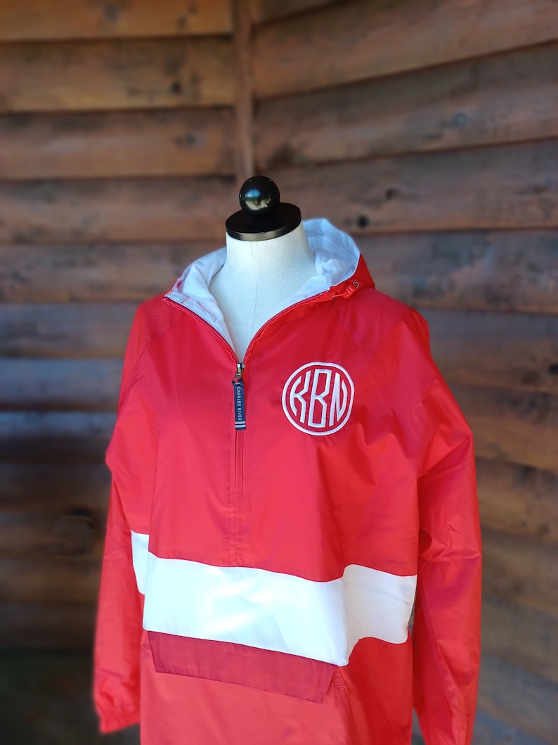 Team Color Jacket, Spirit Wear Jacket, School Jacket, Charles River Apparel Classic Pullover with monogram, coach jacket