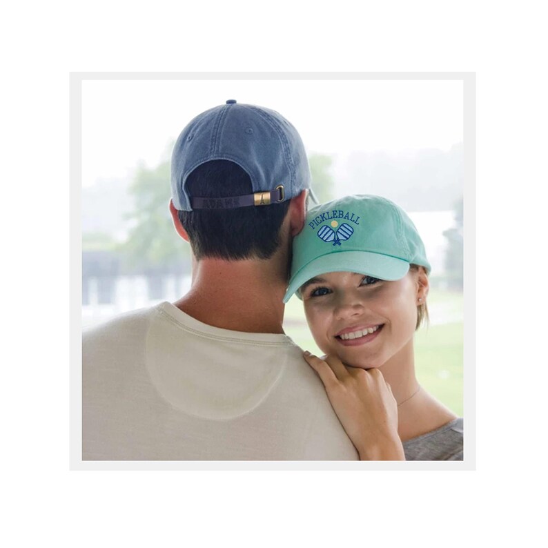 Embroidered Pickleball Hat: Personalized Cotton Twill Dad Cap Pickleball Social Club Mint Pigment Dyed