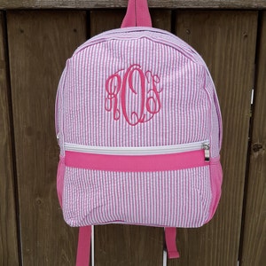 Pink Seersucker Backpack for Kids