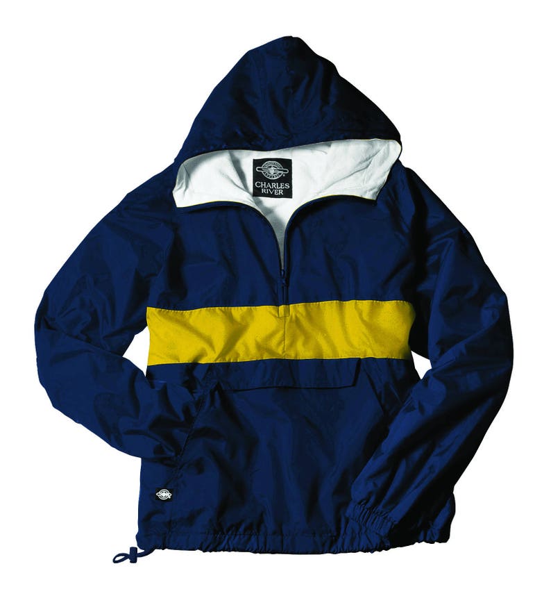 Personalized Windbreaker Jacket with monogram, Team Color Jacket, Coach Jacket, Monogrammed Charles River Apparel Classic Warm Up Jacket Navy/Yellow