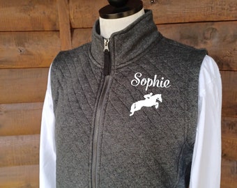 Horseback Riding Apparel, Personalized Quilted Horse Vest, Equestrian Vest, Personalized Equestrian Apparel, Quilted Barn Vest,