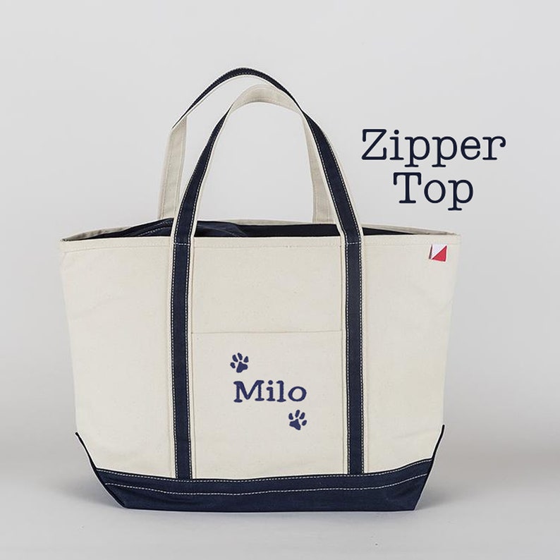 Zipper Top Dog Paw Tote Bag 12 Colors Dog Tote Bag Not a Etsy