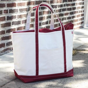 Personalized Embroidered Canvas Tote Bag: Zipper Top Bridal Party Gift Maroon