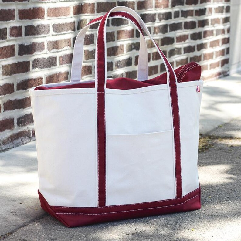 Personalized Embroidered Canvas Tote Bag: Zipper Top Bridal Party Gift Maroon