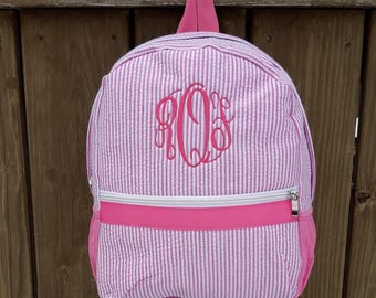 Personalized Seersucker Toddler Backpack: Embroidered Name, Pre-K Size