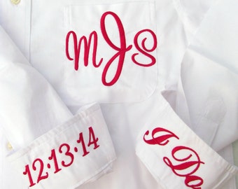 Monogrammed Bride Oxford Shirt: Wedding Day Getting Ready Shirt