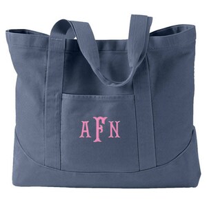 pigment dyed tote bag personalized with monogram